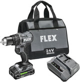 FLEX 24V Brushless Cordless 1/2-Inch 1,400 In-Lbs Torque 2-Speed Hammer Drill Turbo Mode Kit with 6.0Ah Stacked Lithium Battery and 280W Rapid Charger – FX1271T-1H